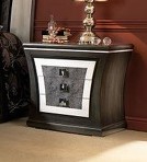 Прикроватная тумбочка отделка черный дуб IMPERIO, фронты серебро PLATA ROZADA, арт. LLA.BST.WO.18, LLASS