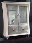 Витрина состаренный кремовый лак, фронты серебро PLATA ROZADA, арт. LLA.SHC.WO.22, LLASS