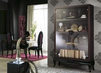 Витрина, отделка орех (NOGAL 3) ножки черный глянцевый лак, арт. EB.SHC.BH.3, LA EBANISTERIA
