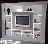 Стеллаж отделка белый матовый лак, фронт. часть и молдинг серебро PLATA ROZADA, арт. LLA.SH.WO.32, LLASS