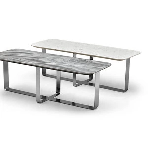 Журнальный столик Hamptons отделка мрамор Bianco carrаra, цвет металла полированная сталь