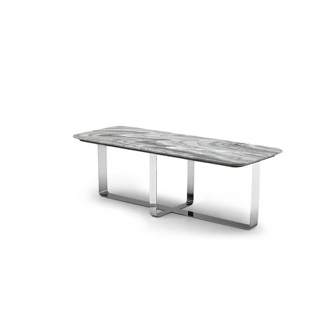 Журнальный столик Hamptons отделка мрамор Ash gray, цвет металла полированная сталь от FRATELLI BARRI, FB.ET.HS.5