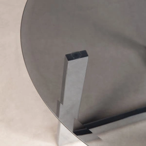 Журнальный столик Hamptons отделка дымчатое стекло, цвет металла полированная сталь