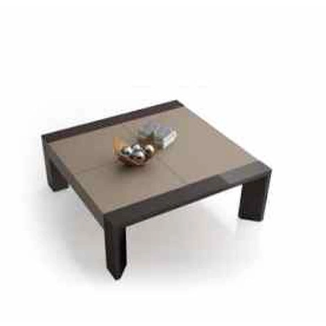 Кофейный столик, отделка "под кожу" светло-коричневого цвета, глянцевый лак цвета горький шоколад от LA EBANISTERIA, EB.CT.QU.26