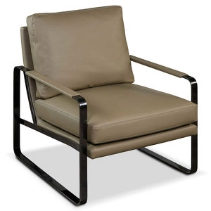 Кресло отделка экокожа Omega-48, черный глянцевый металл