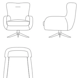 Кресло Hamptons отделка ткань кат E, цвет металла хром