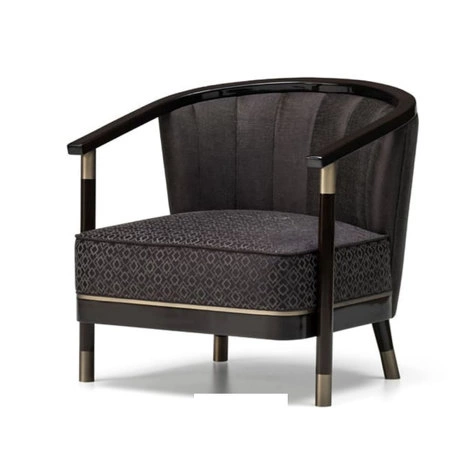 Кресло Preston отделка ткань кат E, глянцевый орех, цвет металла латунь от FRATELLI BARRI, FB.ACH.PR.10
