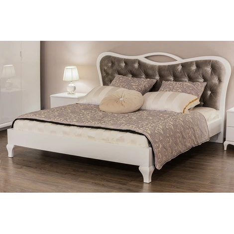Кровать с решеткой отделка белый глянцевый white gloss lacquer, ткань серый велюр от FRATELLI BARRI, FB.BD.BL.42