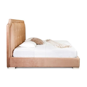 Кровать с решеткой отделка ткань Velour 220-11, ножки бежевый лак