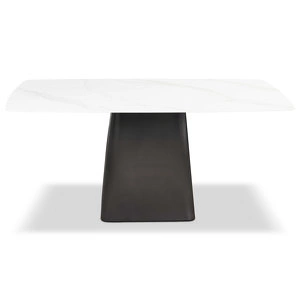 Обеденный стол отделка искусственный камень 8, черный металл
