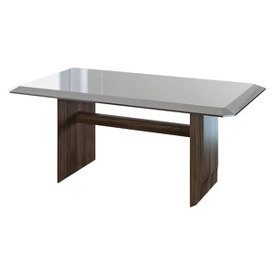 Обеденный стол отделка шпон ореха F, серый глянцевый лак