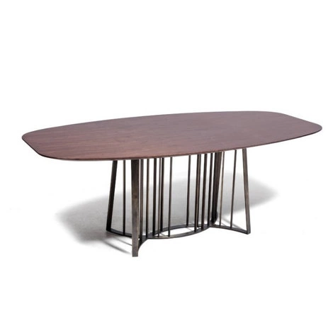 Обеденный стол Lauren отделка матовый орех, цвет металла латунь от FRATELLI BARRI, FB.DT.LN.24