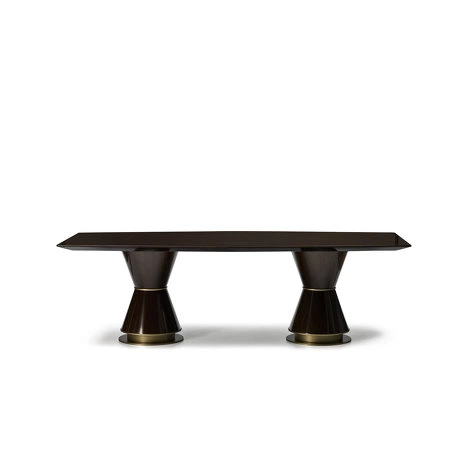 Обеденный стол Preston отделка глянцевый орех, цвет металла латунь от FRATELLI BARRI, FB.DT.PR.15