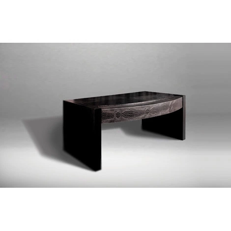 Письменный стол, отделка черный ясень с коричневатым оттенком, кожа "под крокодила" от GRAND SOLEIL, GS.WD.InM.80