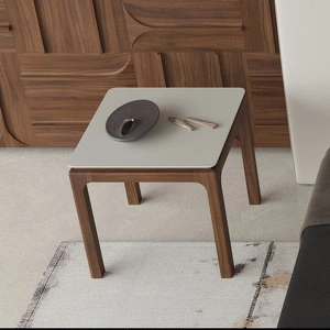 Приставной столик отделка шпон ореха F, светло-серый матовый лак RAL9002