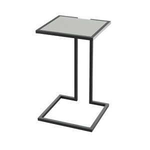 Приставной столик отделка закаленное стекло с керамикой, темно-серый металл