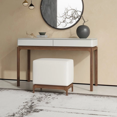 Туалетный столик отделка шпон ореха F, светло-серый матовый лак RAL9002 от MOD INTERIORS, MDI.LDT.CP.6