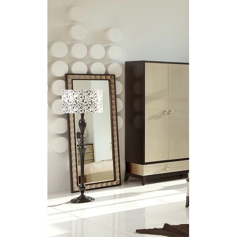 Зеркало отделка глянцевый серо-бежевый лак, шпон цвета темного ореха от FRATELLI BARRI, FB.MR.PT.15