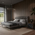Кровать с решеткой отделка экокожа PU162, черный матовый лак, латунь от MOD INTERIORS, MDI.BD.ALT.1, 1-я фотография мини