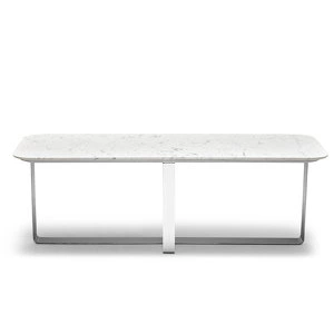 Журнальный столик Hamptons отделка мрамор Bianco carrаra, цвет металла полированная сталь