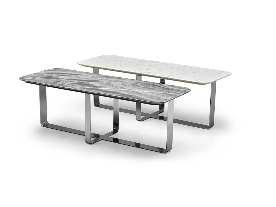 Журнальный столик Hamptons отделка мрамор Ash gray, цвет металла полированная сталь от FRATELLI BARRI, FB.ET.HS.5