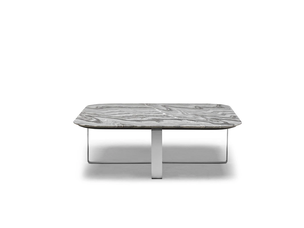 Журнальный столик Hamptons отделка мрамор Ash gray, цвет металла полированная сталь от FRATELLI BARRI, FB.ET.HS.7