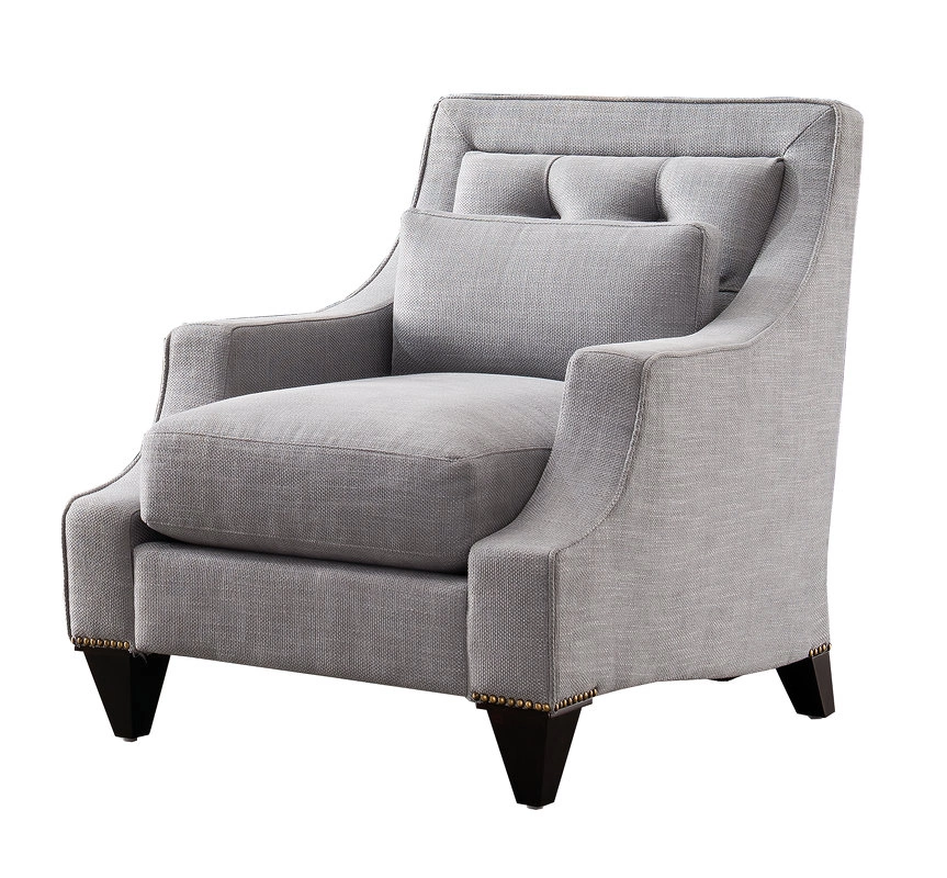 Кресло отделка шпон махагона C, ткань серо-голубая рогожка от FRATELLI BARRI, FB.ACH.MES.181