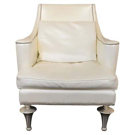 Кресло отделка сусальное серебро, покрытое лаком шампань, экокожа светло-кремового цвета от FRATELLI BARRI, FB.ACH.RM.4