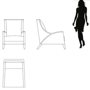 Кресло Hamptons отделка ткань кат E, черный глянцевый лак