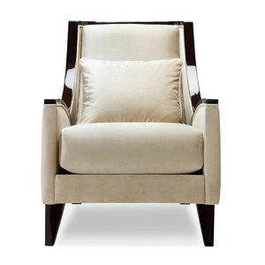 Кресло Hamptons отделка ткань кат D, подушка ткань кат B, глянцевый шпон ореха