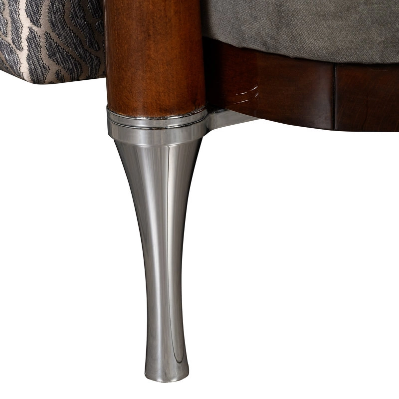 Кресло Madison отделка ткань кат. B, ткань кат. B, глянцевый орех 2018, цвет металла хром, детали зеленый мрамор от FRATELLI BARRI, FB.ACH.MS.42