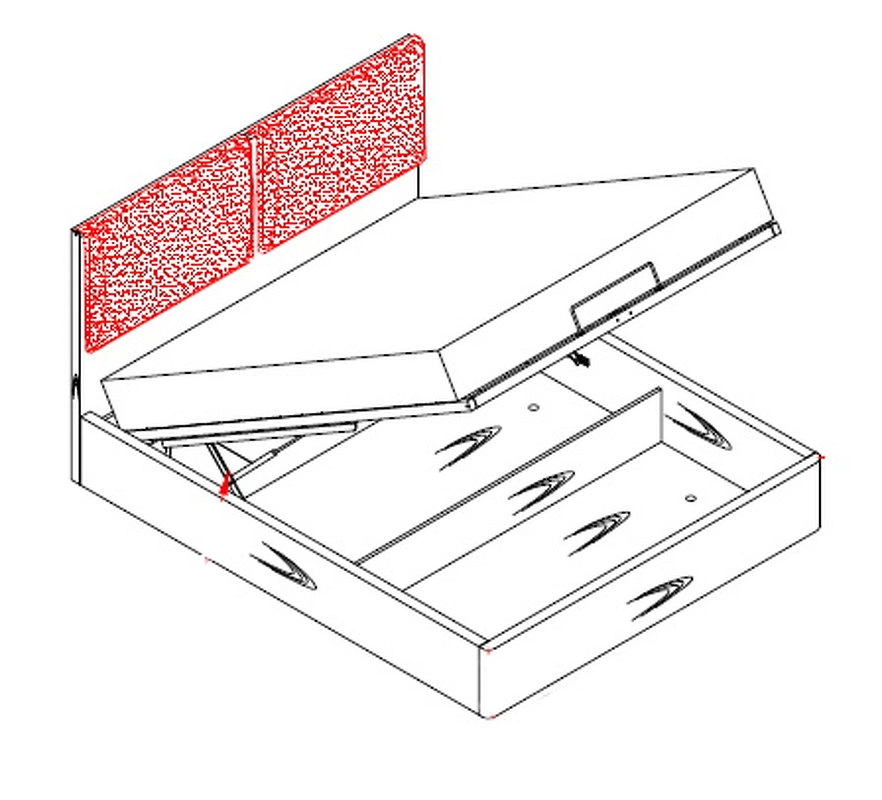 Кровать c подъемным механизмом отделка шпон ореха F, ткань 165 от MOD INTERIORS, MDI.BD.ZR.1