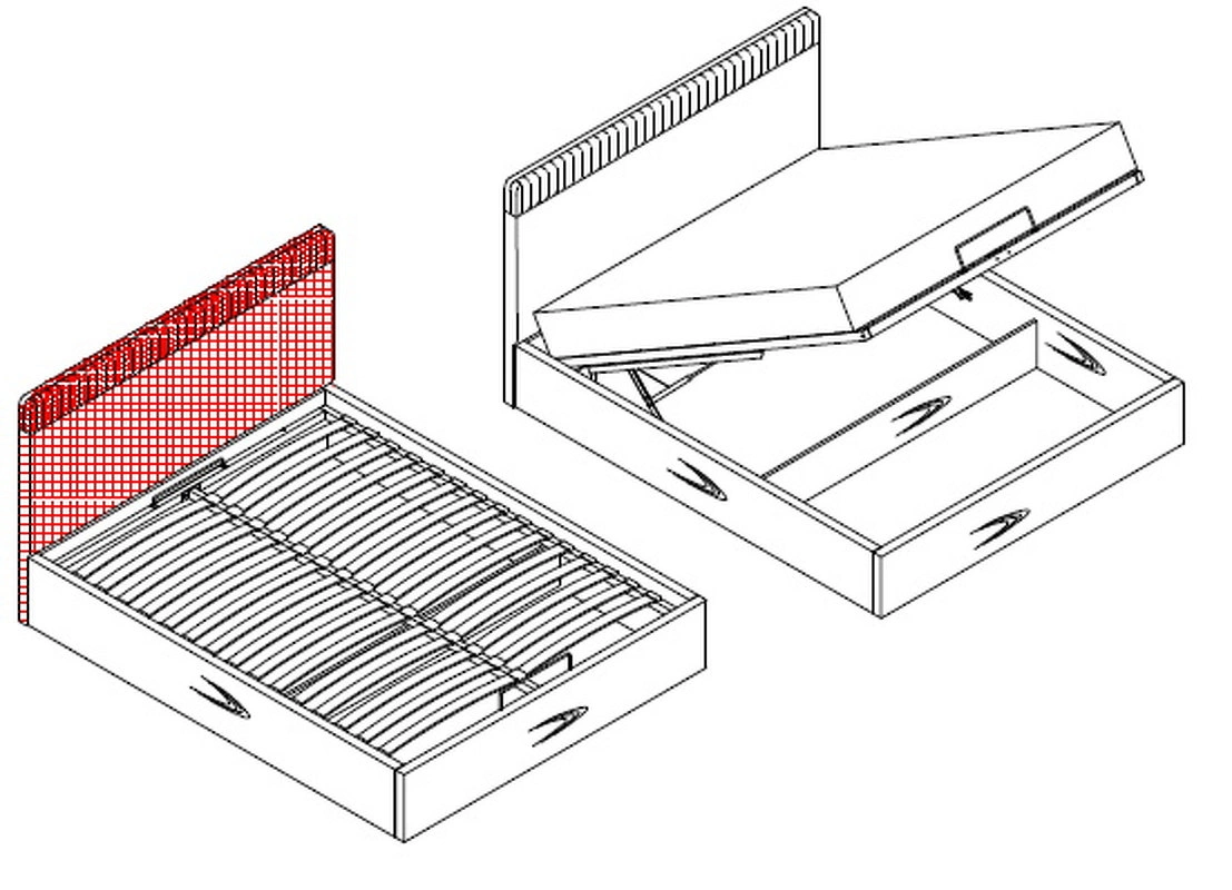 Кровать с подъемным механизмом отделка шпон ореха F, экокожа PU162, ткань 82 от MOD INTERIORS, MDI.BD.MN.1