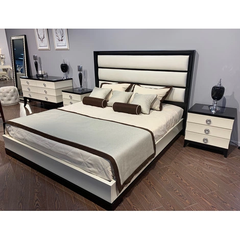 Кровать с решеткой отделка бежевый блестящий лак beige B gloss, шпон вишни H, ткань Anizo-01 от FRATELLI BARRI, FB.BD.PT.610