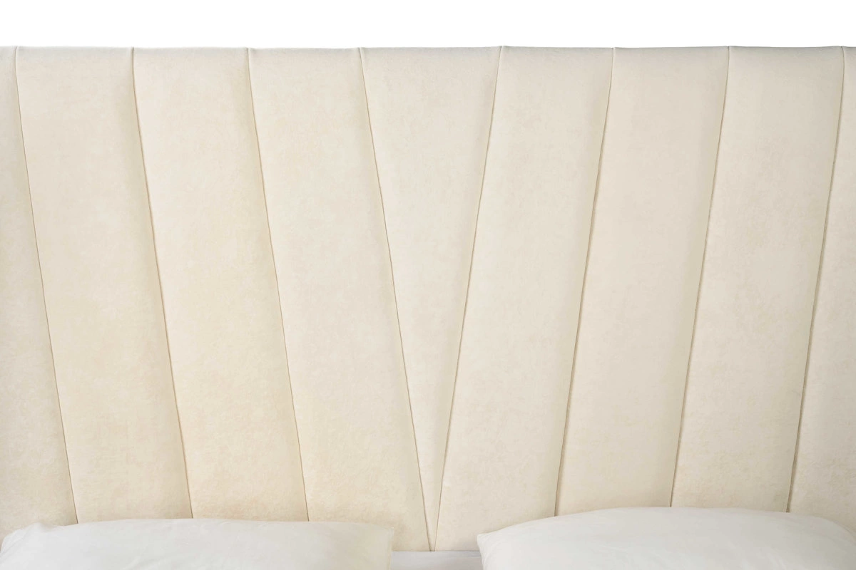 Кровать с решеткой отделка матовый бежевый лак, ткань Tiffany-01 от FRATELLI BARRI, FB.BD.RIM.754