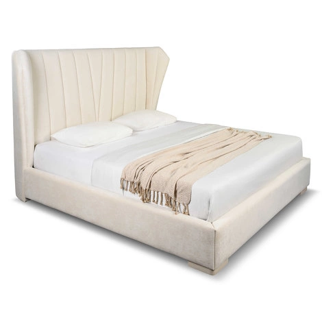 Кровать с решеткой отделка матовый бежевый лак, ткань Tiffany-01 от FRATELLI BARRI, FB.BD.RIM.754