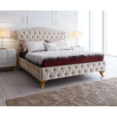 Кровать с решеткой отделка Copper color, ткань светло-бежевый велюр от FRATELLI BARRI, FB.BD.RIM.179