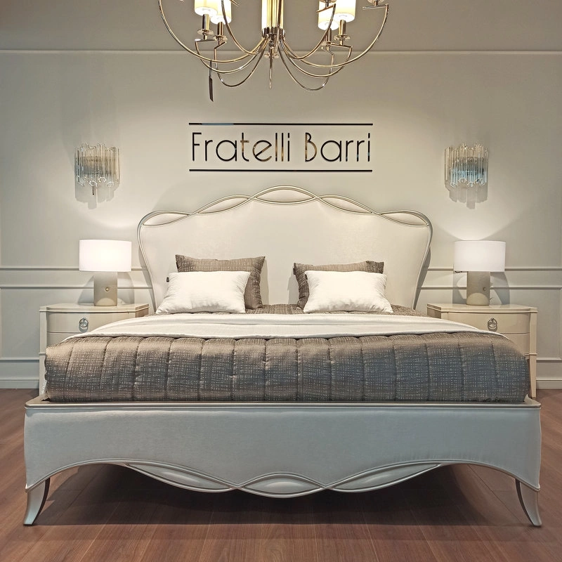 Кровать с решеткой отделка серебряное напыление, ткань Lodi-01 от FRATELLI BARRI, FB.BD.RIM.671