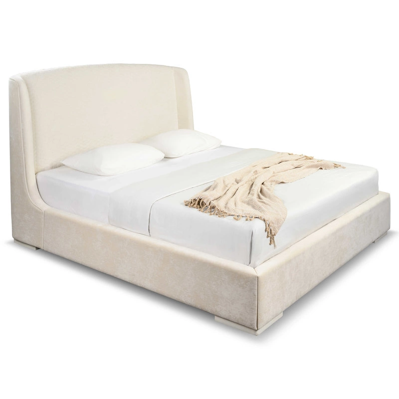 Кровать с решеткой отделка жемчужный белый лак, ткань Tiffany-01 от FRATELLI BARRI, FB.BD.RM.691