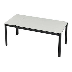 Обеденный стол отделка закаленное стекло с керамикой, темно-серый металл