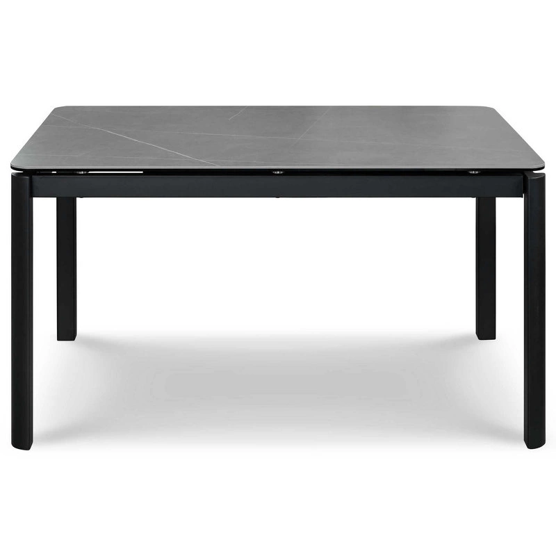 Обеденный стол отделка закаленное стекло с керамикой, черный металл от MOD INTERIORS, MDI.DT.TOL.2