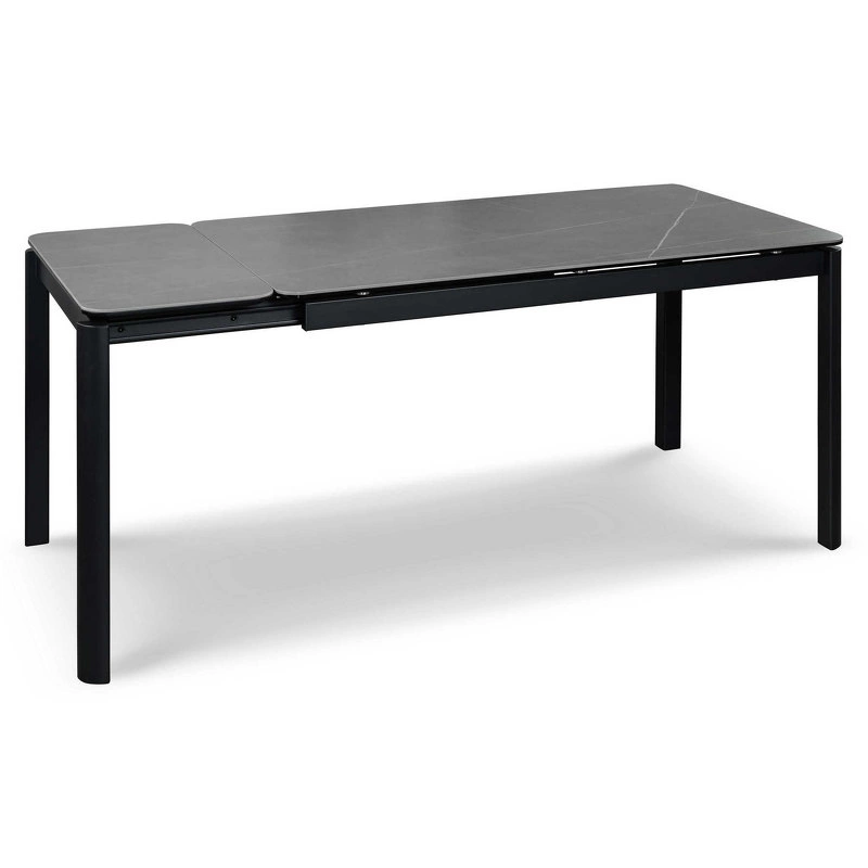 Обеденный стол отделка закаленное стекло с керамикой, черный металл от MOD INTERIORS, MDI.DT.TOL.2