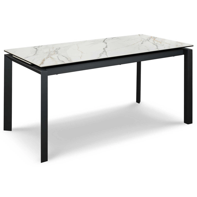 Обеденный стол отделка закаленное стекло с керамикой, темно-серый металл от MOD INTERIORS, MDI.DT.TOL.4