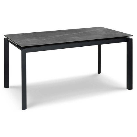 Обеденный стол отделка закаленное стекло с керамикой, черный металл от MOD INTERIORS, MDI.DT.TOL.5