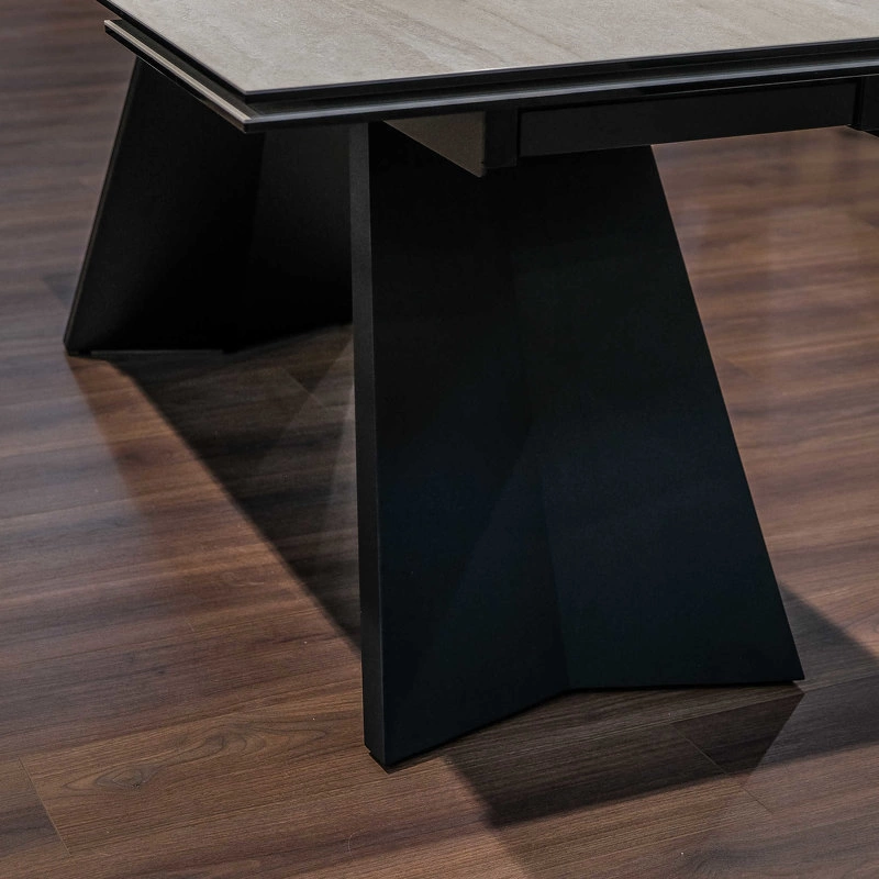 Обеденный стол отделка закаленное стекло с керамикой, черный металл от MOD INTERIORS, MDI.DT.TOL.14