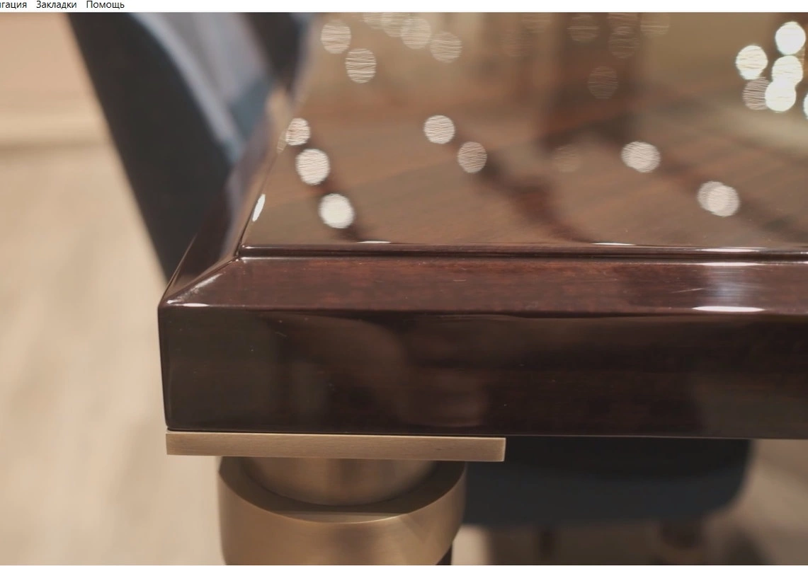 Обеденный стол Jackie отделка глянцевый эвкалипт Mocha, цвет металла латунь от FRATELLI BARRI, FB.DT.JK.8