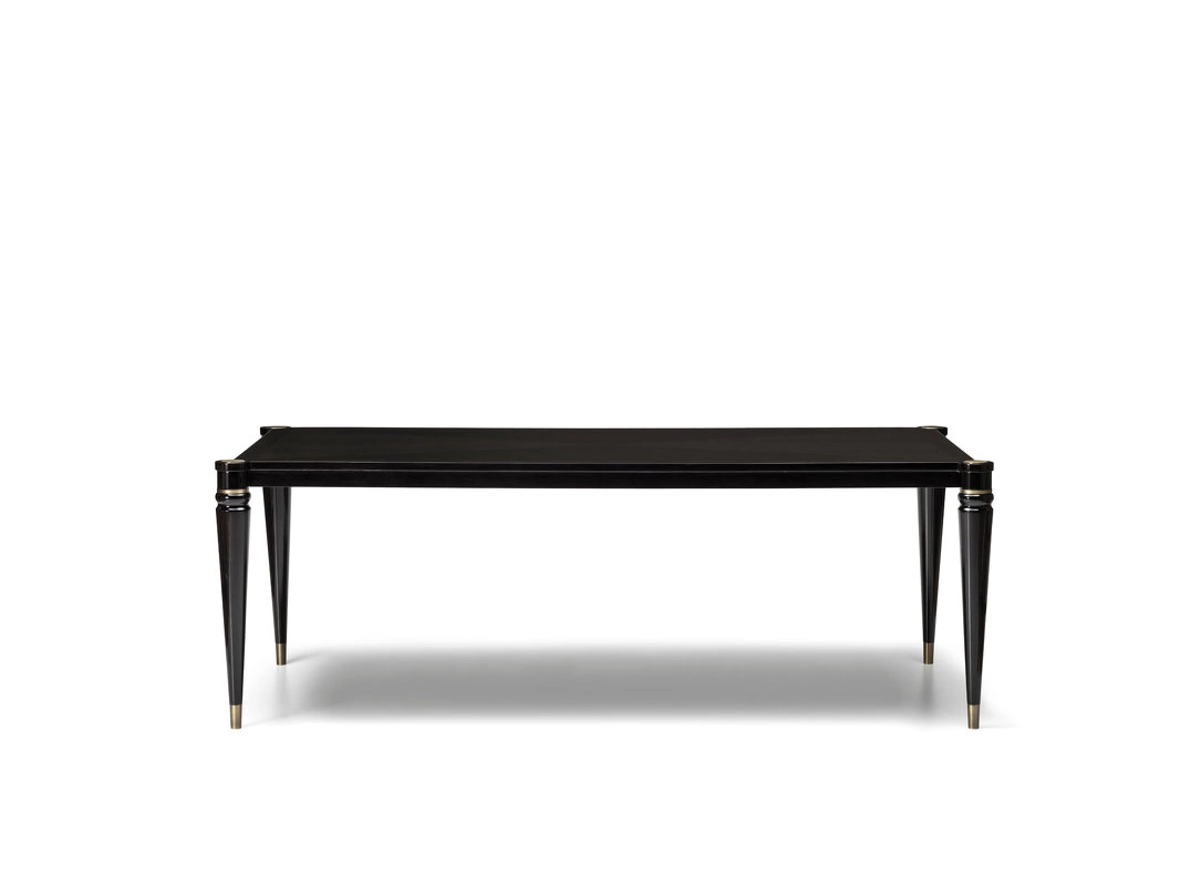 Обеденный стол Lloyd отделка черный глянцевый ясень, цвет металла латунь от FRATELLI BARRI, FB.DT.LD.4