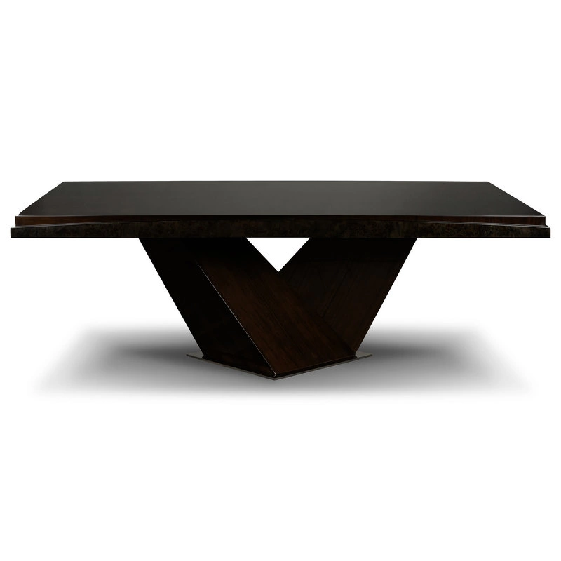 Обеденный стол Vermont отделка глянцевый орех Crystal, цвет металла полированная сталь от FRATELLI BARRI, FB.DT.VM.1
