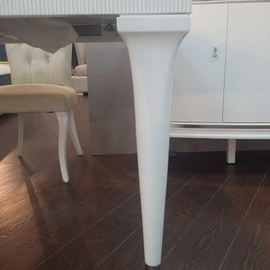 Обеденный стол раздвижной отделка белый глянцевый лак