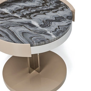 Прикроватная тумбочка Hamptons отделка глянцевый лак 2014 Mink, мрамор Ash gray, цвет металла полированная сталь